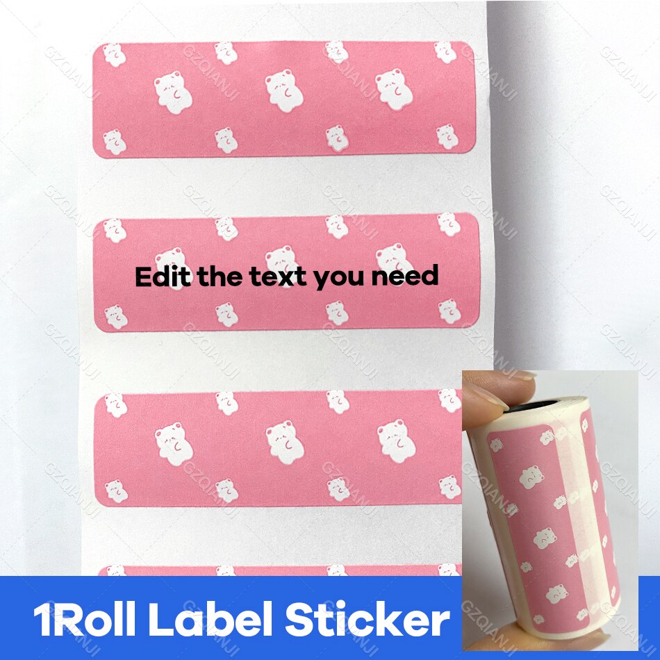 Thermal Label Printer Notes Paper Roll White Color Sticker for Photo Printer 57*30mm Peripage A6 A8 Paperang P1 P2 Poooli Print: 1 Pink Bear Label