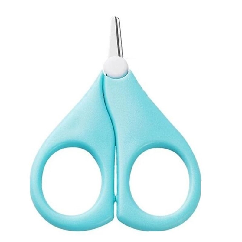 Tijeras de seguridad para manicura con punta redonda para bebé, de acero inoxidable, Ideal para de ducha, para recién nacidos, bebés y niños pequeños: Azul cielo