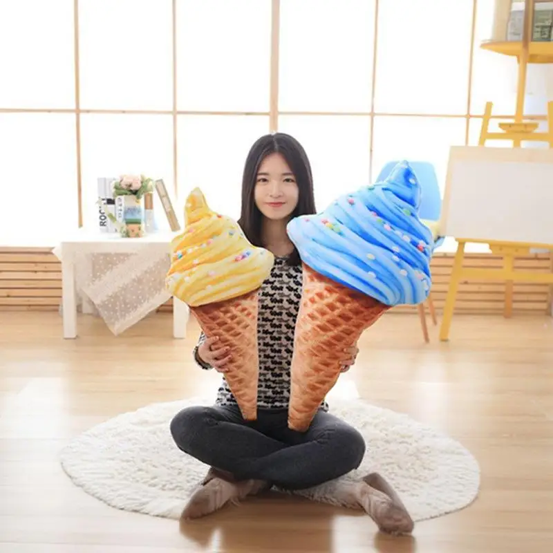 Soft Plush Stuffed Doll Toys Pillow 3D Sweet Ice Cream Pillow Cushion Car Waist Support Cushion