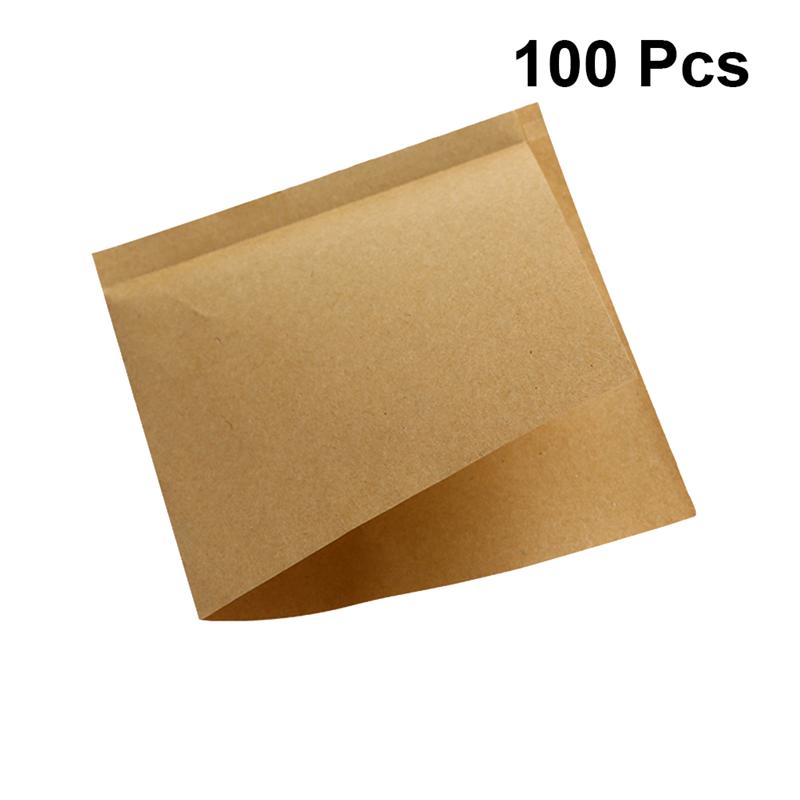 100pcs Food Kraft Paper Disposable Triangle Shape Oil-proof for Sandwich Doughnut Packing