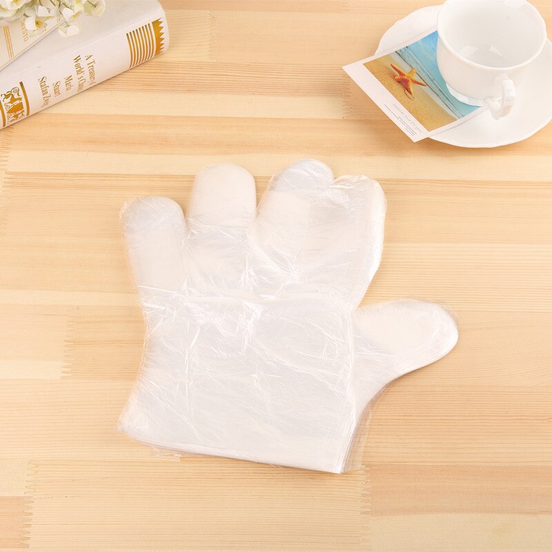 100/200/300 Uds guantes sanitarios desechables, guantes comestibles, guantes desechables transparentes de polietileno PE, guantes de limpieza seguros de plástico