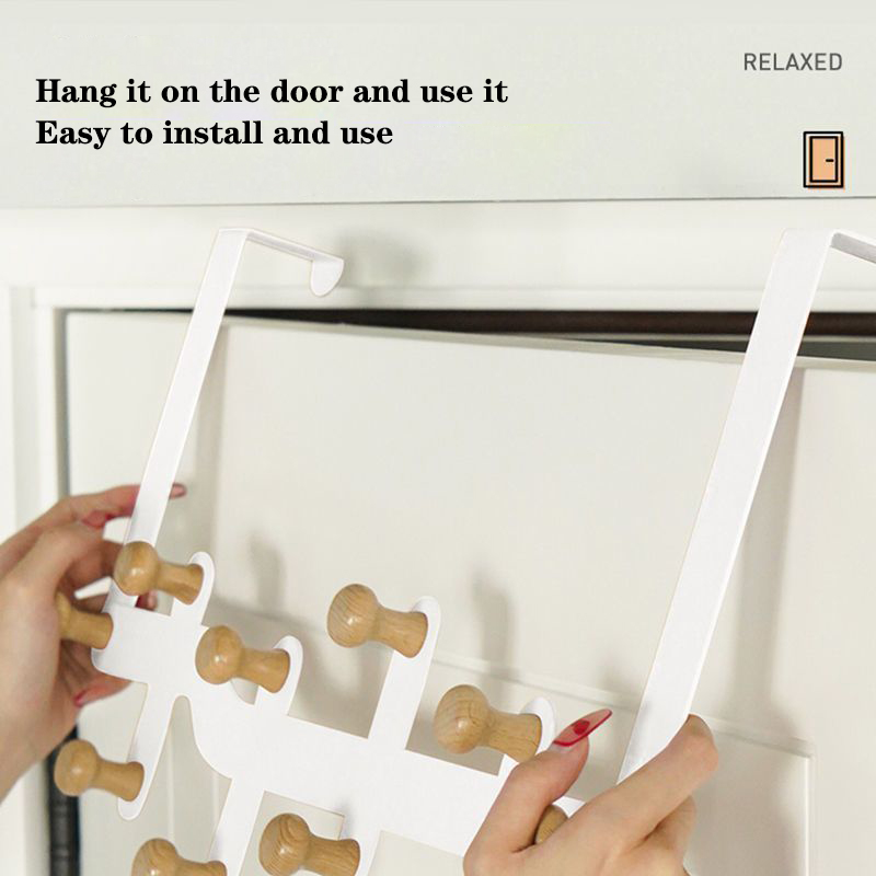 Houten opberghaken boven de deur Haken Kleding Jas Hoed Handdoekhanger Home Organizer Rack Badkamer Keuken Accessoires Houder