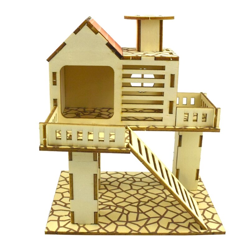 Hamster Holz Villa Haus Klettern Spielzeug Versteck Verschachtelung Lebensraum für Chinchillas Guinea Schweine Kleine Tiere 5 Arten: Schokolade