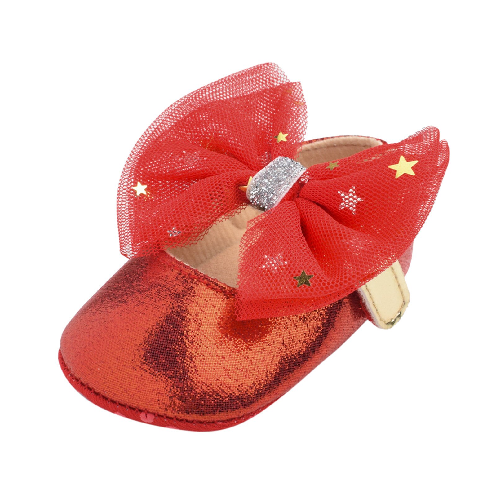 Baby Girls shoes sneakers Mary Janes Flat Bowknot Rubber Sole First Walker Princess Dress Shoes baby shoes: Red / 13