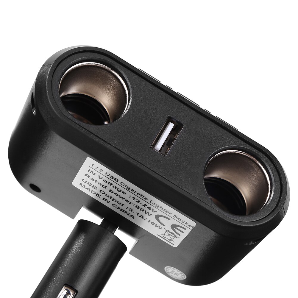 V16 HD Car Cigarete Lighter 80W 2 Way 12V 24V Socket Splitter 3.5A USB Charger for Outdoor Personal Car Accessories