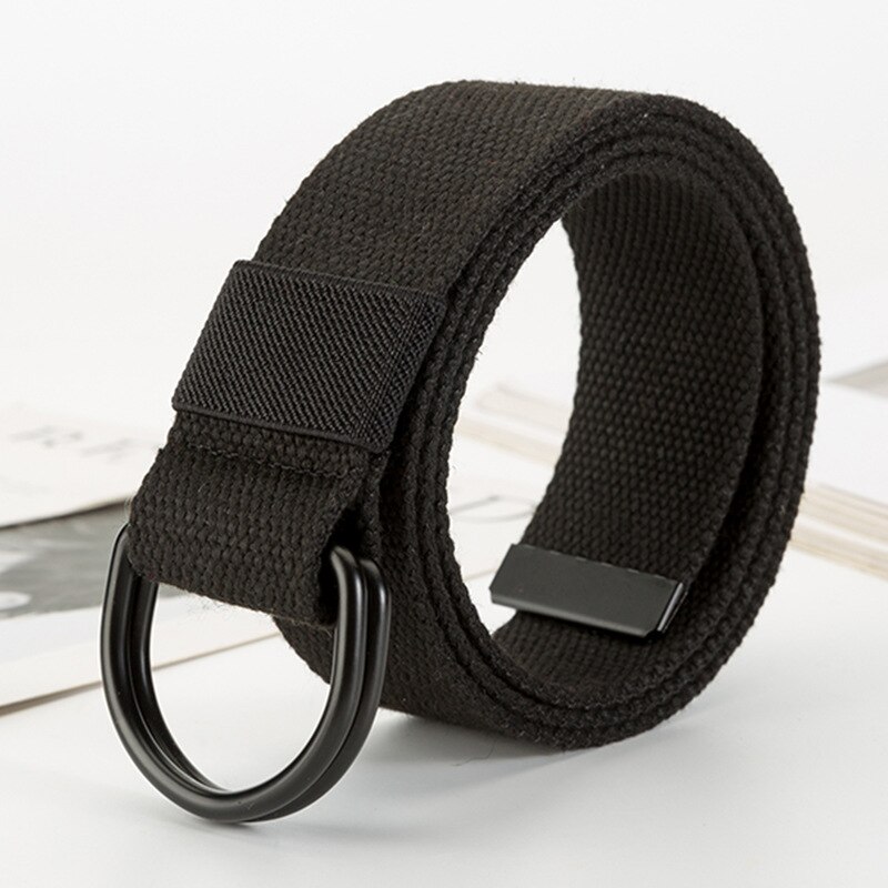 Kvinnor nylon canvas regnbåge långt bälte dubbel d metall svart spänne midjeband 16 stilar jeans vävd midjerem cinturon mujer: Svart chun