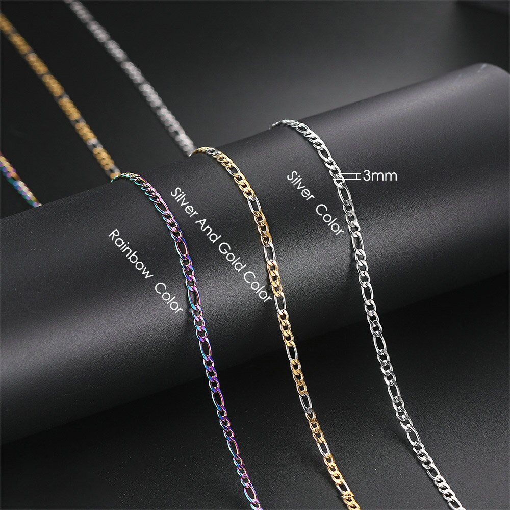 Rapper 'S Hip Hop Figaro Ketting Kettingen Voor Mannen Vrouwen Simple 3Mm Rvs Miami Cubaanse Kettingen Choker Ketting sieraden C025