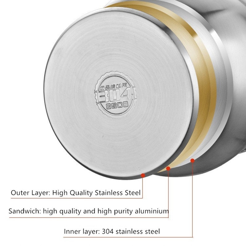 304 stainless steel soup pot stew overflow-proof double ear double bottom drum type extra-high multi-purpose pot kitchen tool