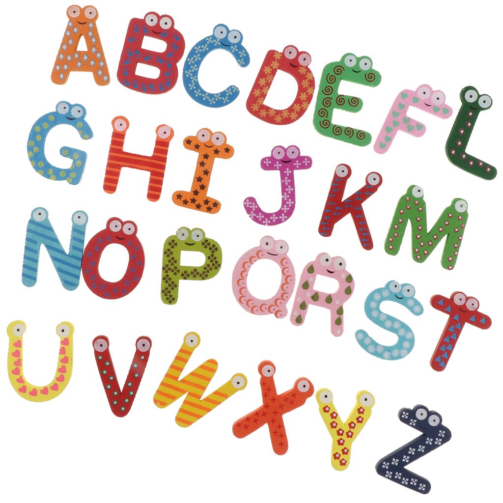 Wooden Letters Alphabetic Fridge Magnet Alphabet Kid Education Toys