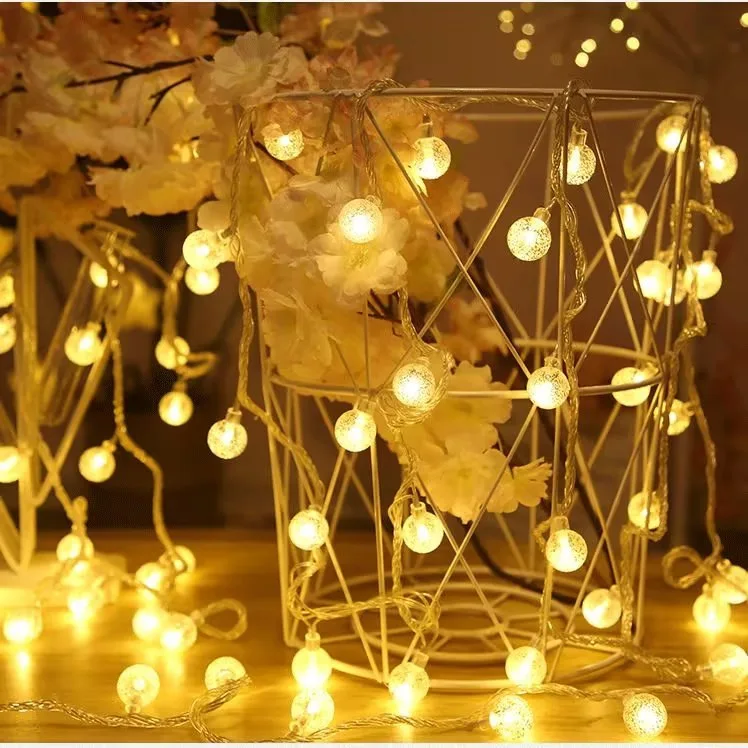 Guirnalda de luces con bolas de cristal de burbujas, guirnaldas de luces LED alimentadas por USB/batería para bodas, Navidad, fiestas y decoración del hogar