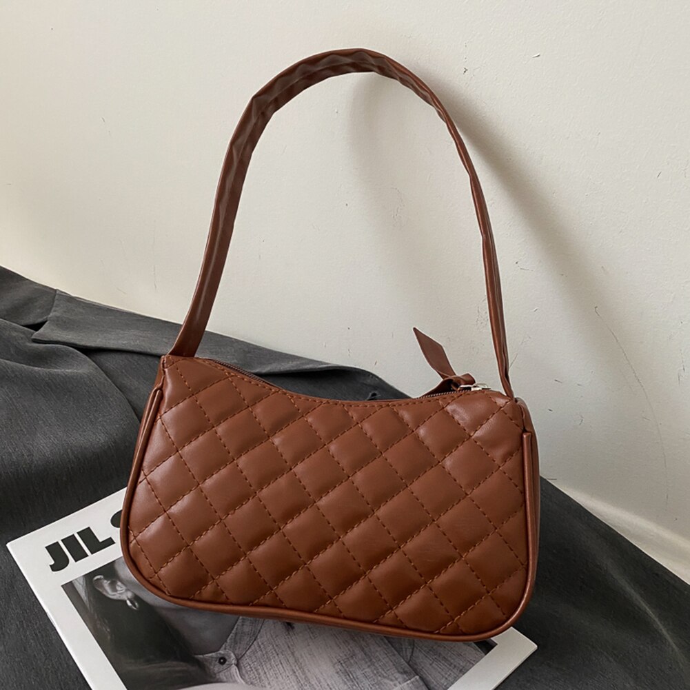 Einfach Umhängetaschen Unterarm Schulter Umhängetasche PU Leder Weiche Taschen Dame Kette Reise Kleine Handtaschen für Frauen: braun