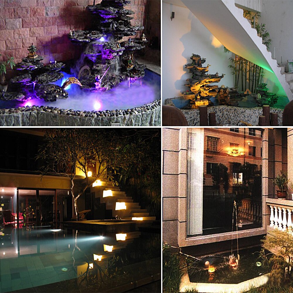 10W une traînée quatre lumières submersibles rvb LED IP68 étanche télécommande jardin paysage parc aquarium aquarium décoration