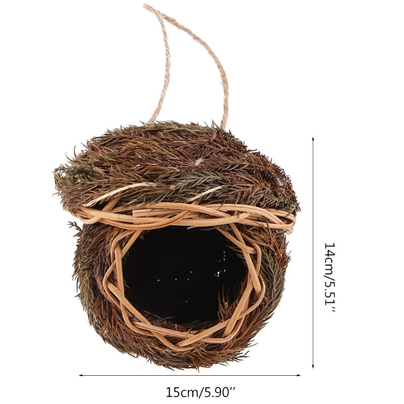 Casa de pássaro de bambu natural, feito à mão, gaiola de brinquedo, abrigo, cabana ao ar livre s18 19, dropship: D