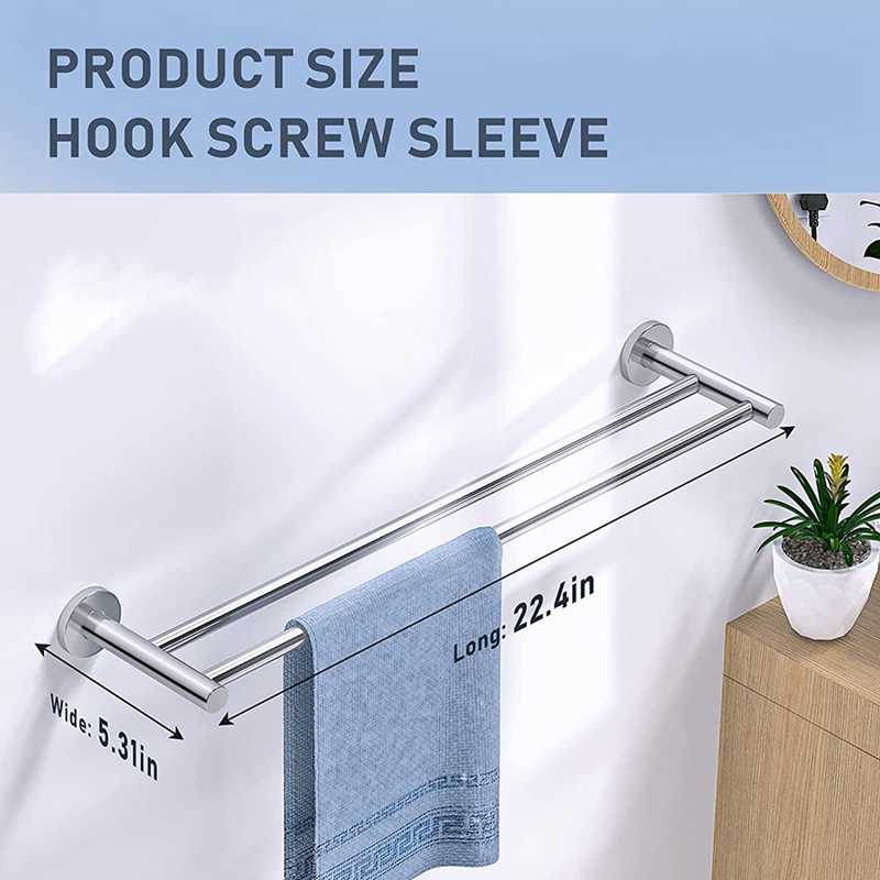 JFBL Double Towel Bar Rack Wall Mounted Towel Rod For Bathroom, Long Large Modern Towel Holder, Stainless Steel