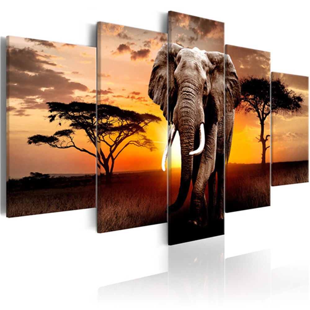Huacan hel firkantet diamantbroderi multi-bilde elefant diy diamantmaleri 5 stk/sett dyr hjemmedekorasjon: Y1-1679 / 2030 x 2 2040 x 2 2050 x 1