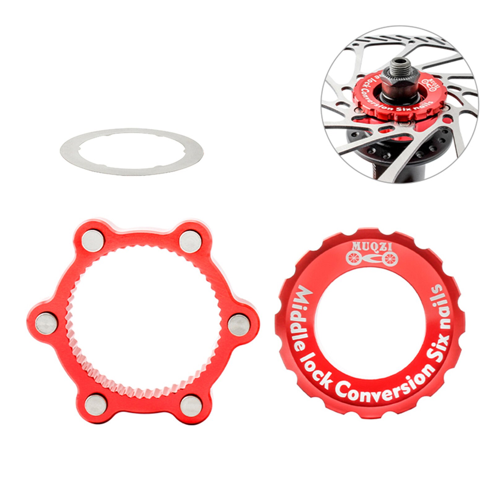 Bicycle Centerlock To 6-Hole Adapter Mountain Bike Hub Center Lock Conversion 6 Bolt Disc Brake Rotor: Default Title