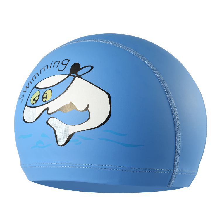 Jongens meisjes pu kinderen waterdichte zwemmutsen badmuts kinderen zwembad hoeden oorbeschermer baby cartoon patroon duikhoed: Blauw