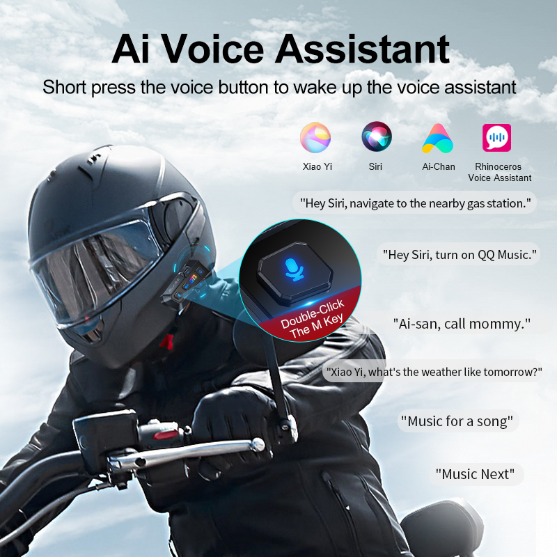 Blaise  gt1 motorcykel bluetooth intercom musikdeling 1000m 2 ryttere gruppe hjelmkommunikation højttaler headset intercom