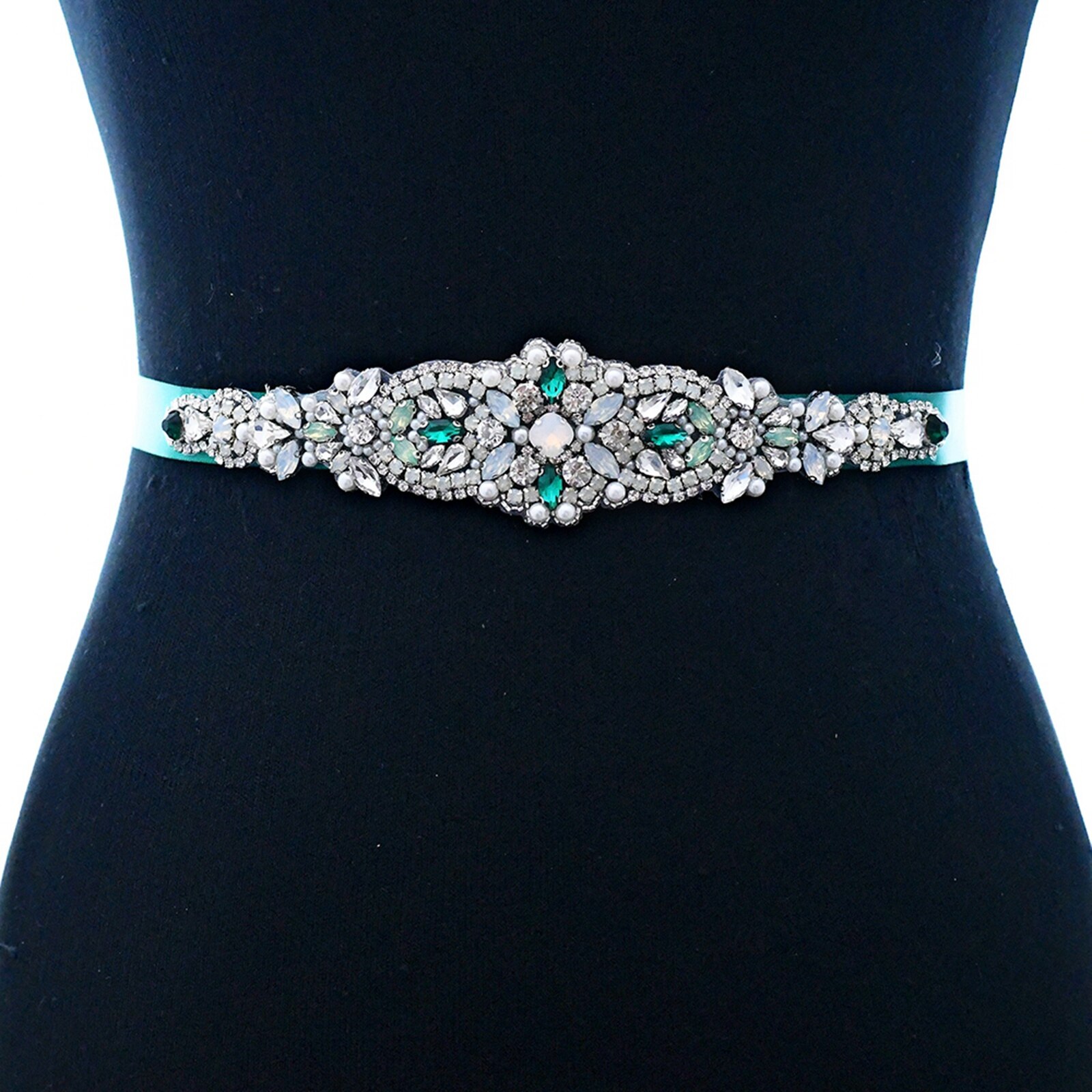 Grün Kleid Gürtel Grün Diamanten Gürtel für Hochzeit Gürtel Opal Strass Brautjungfer Dekorative Gürtel Braut Kristall Hochzeit Schärpen
