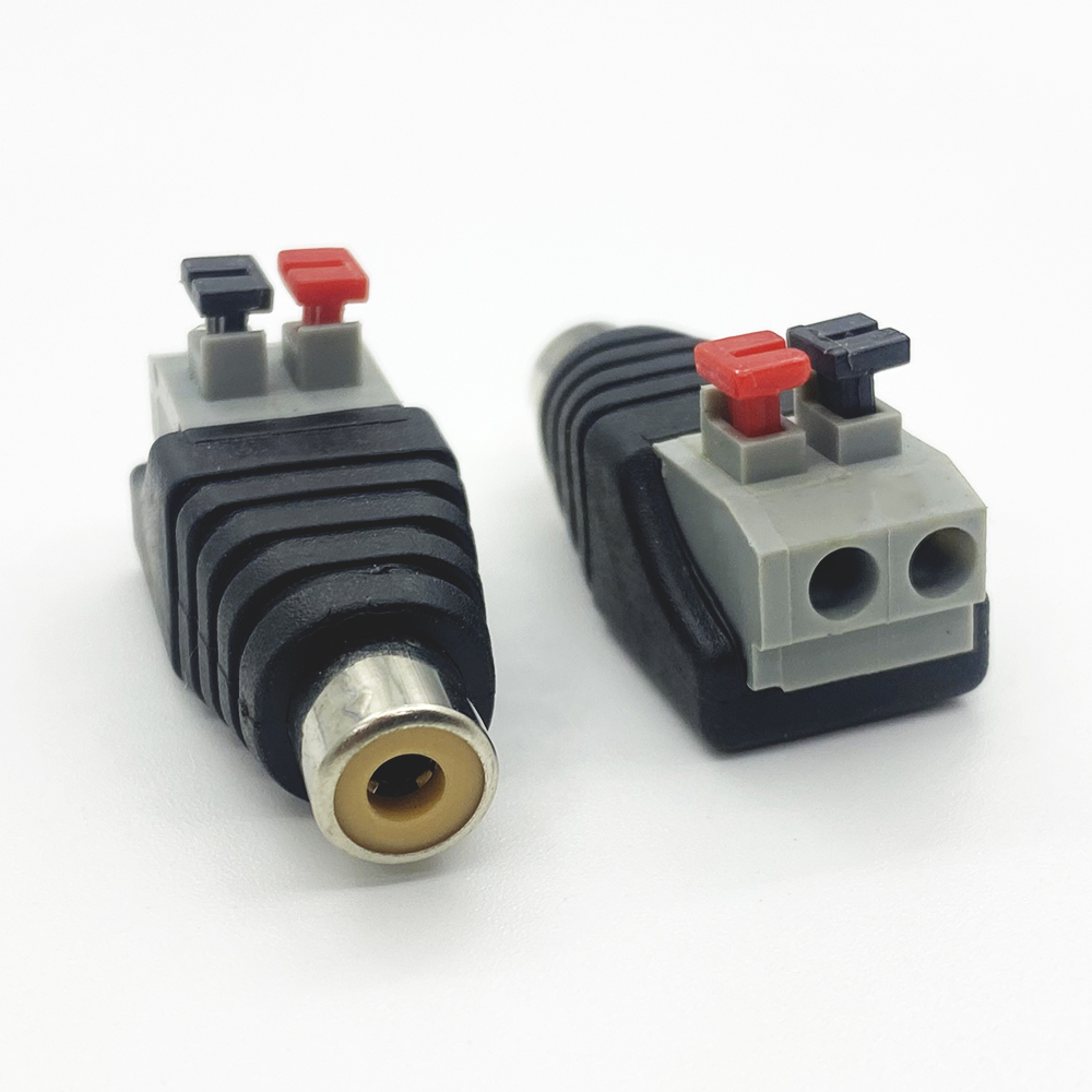 2 stks/partij RCA Audio Speaker Connector RCA Stekker Vrouwelijke Jack Draad Soldeervrije Press-on Lente Terminal Audio AV kabel Adapter: Army Green
