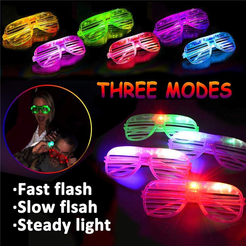 10Pcs/20pcs Pack LED Glasses Flash Luminous Blind Eyewear Light Eye Mask Blinking Glowing Glasses for Halloween Christmas Party