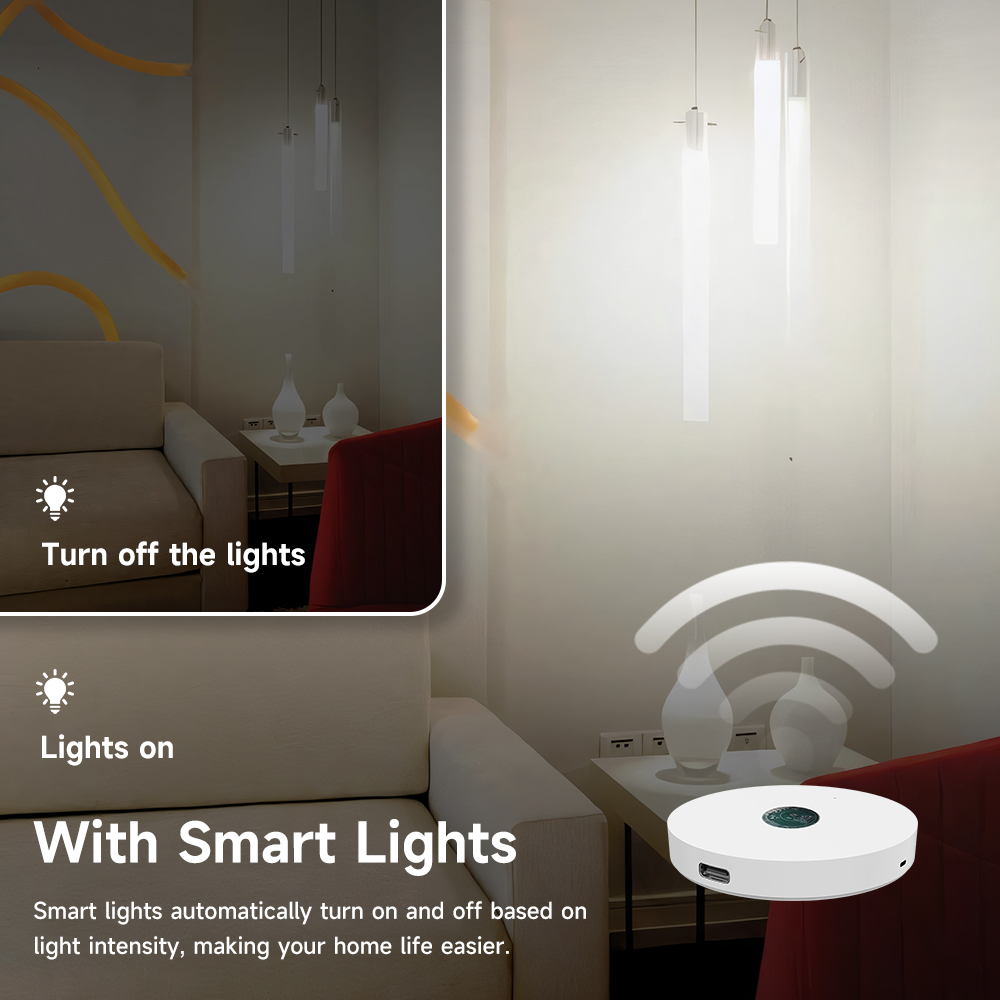 Tuya WiFi Czujnik światła Czujnik jasności Detektor jasności oświetlenia Automatyka domowa z połączaniem urządzeń Smart Life