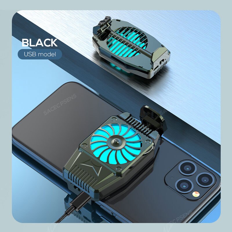 Mobile Phone Radiator Universal Game Cooler Fan Gamepad Holder Cooling Radiator For IPhone Samsung Xiaomi Huawei Phone: Black-USB model