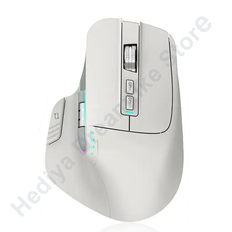Bluetooth 2.4G Tri-Mode Draadloze Muis Dempen Kantoor Rgb Ergonomische Gaming Type-C Oplaadbare Mause Voor Laptop Pc Notebook Ipad: WHITE