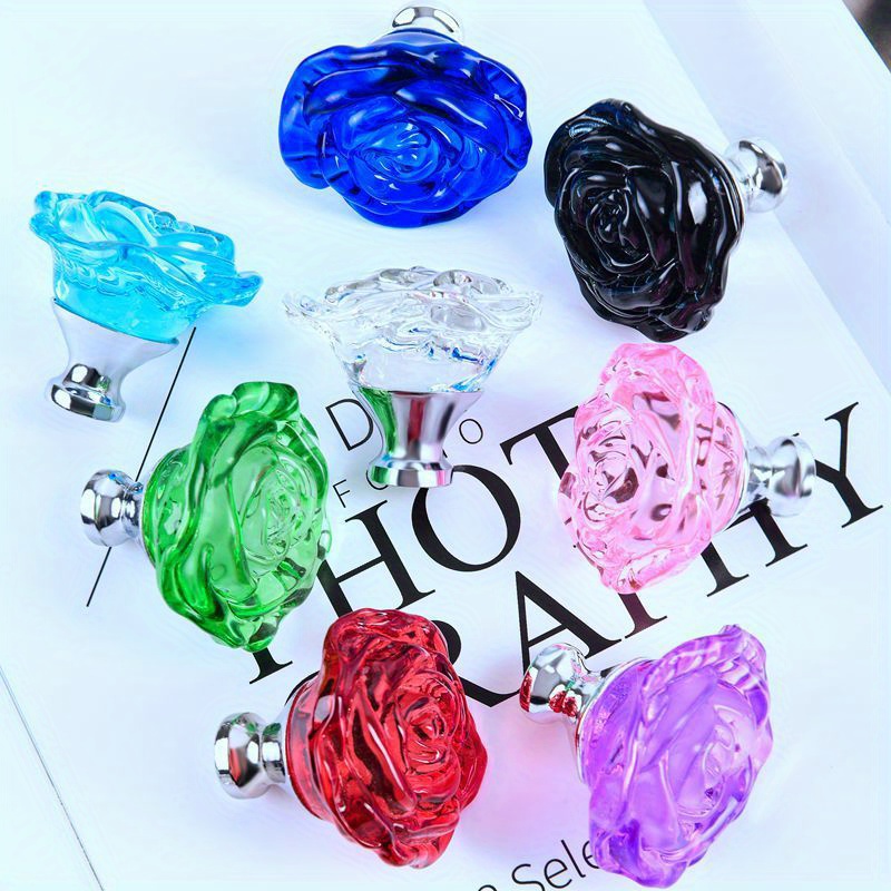 1pc 50mm krystallrose glass klare knotter til møbler, kjøkken, skuffer, skap, kommode, skaphåndtak, møbelbeslag
