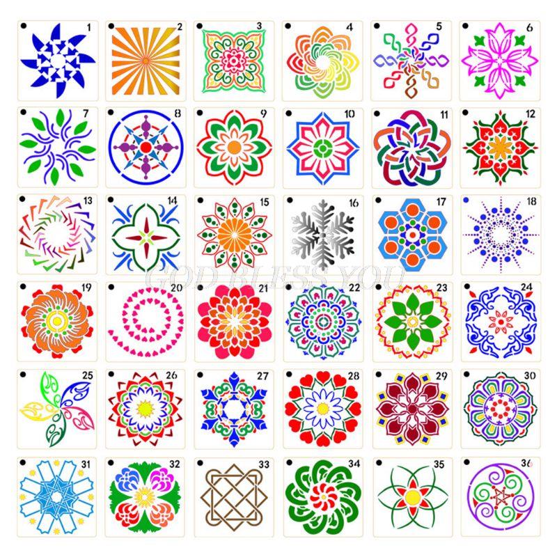 36/56 Pack Mandala Dot Painting Templates Stencils, Small Mandala Template Stencils
