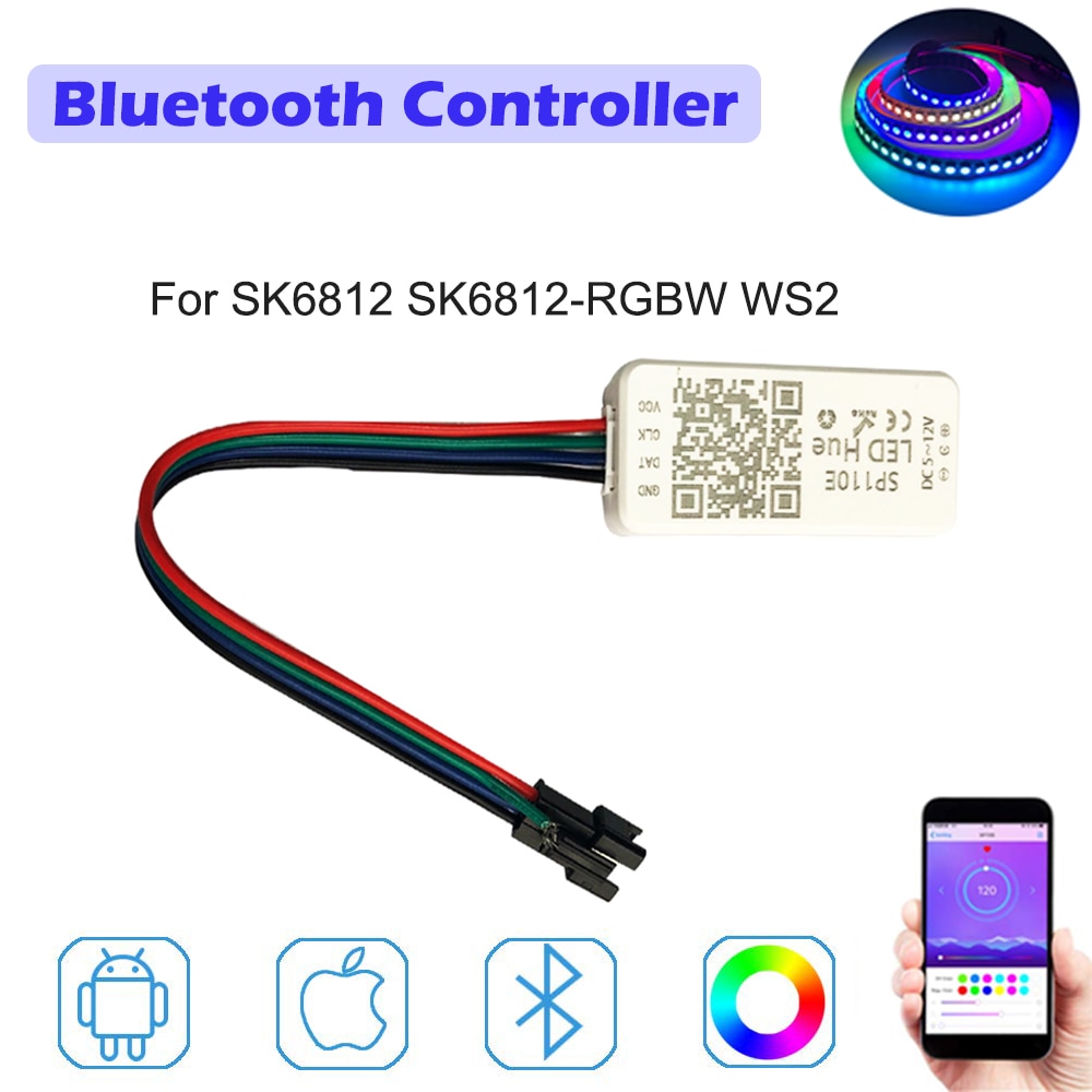 WS2812B WS2811 Addressable LED Bluetooth Controller iOS Android App Wireless Remote Control DC 5V~12V for SK6812 SK6812-RGBW WS2