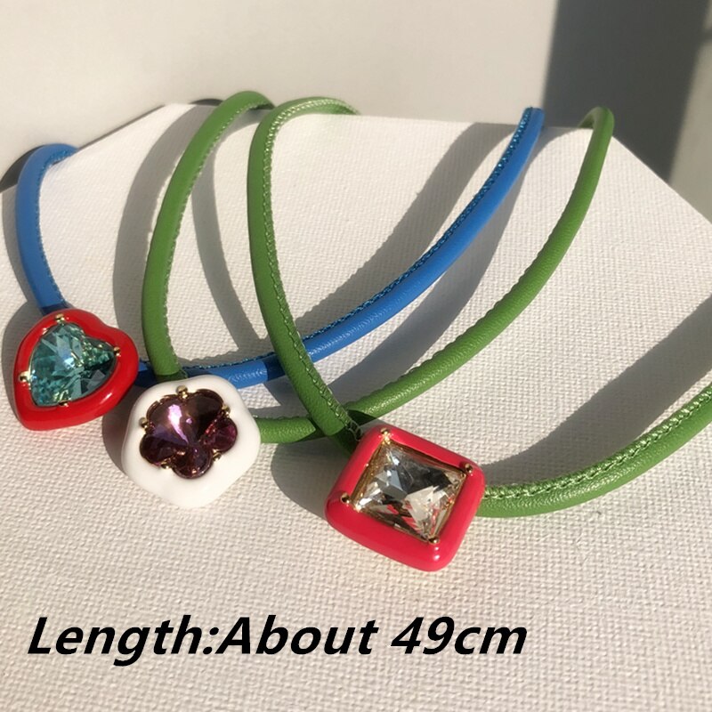 INES nuovo colore cuore fiore iperbole zircone girocollo in pelle collana clavicola per le donne ragazze festa gioielli di moda HANGZHI 2021