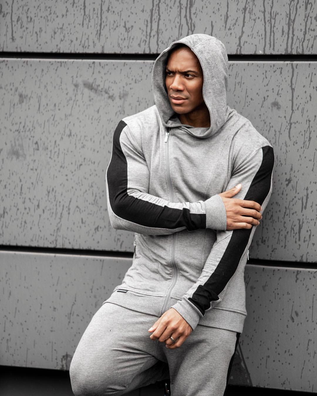 Vêtements de Sport pour homme, veste et sweat-shirt ample, pantalon, Fitness, entraînement, sweat à capuche zippé, survêtement