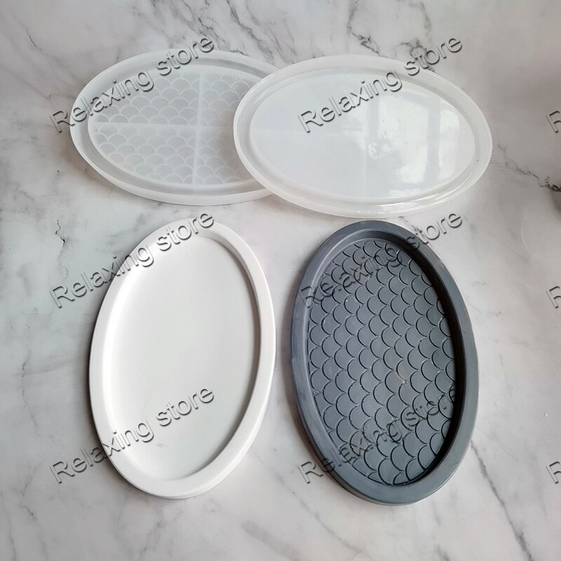 19cm ovale betonbakke palle silikone form stor størrelse ellipse form cement opbevaring bakke forme gips epoxy harpiks form