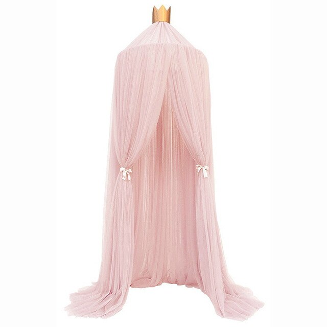 Hanging Kids Baby Bedding Dome Bed Canopy Cotton Mosquito Net Bedcover Curtain For Baby Kids Reading Playing Home Decor: Pink
