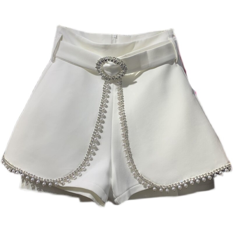 Short trapèze blanc à jambes larges pour femme, tenue assortie avec tout, pantalon court , printemps été 2022