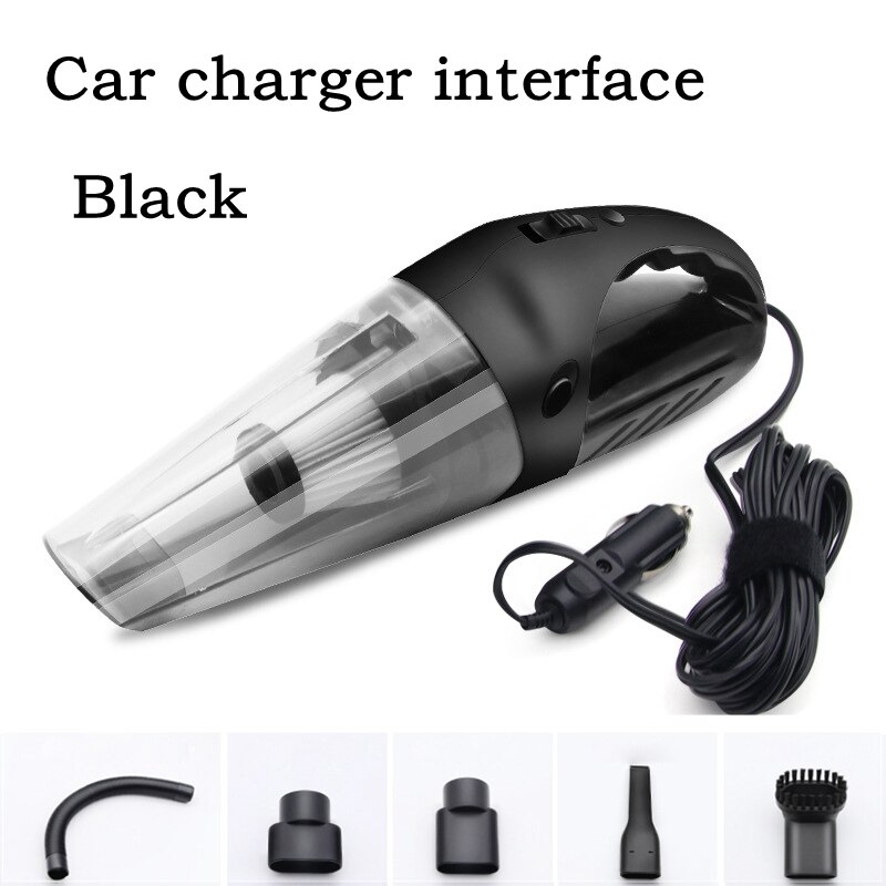 120W Portable Handheld Vacuum Cleaner SweeperRechargeable Wet Dry Wireless Vacuum Cleaner Strong Suction Dust Grip Home Gadget: Car charge black