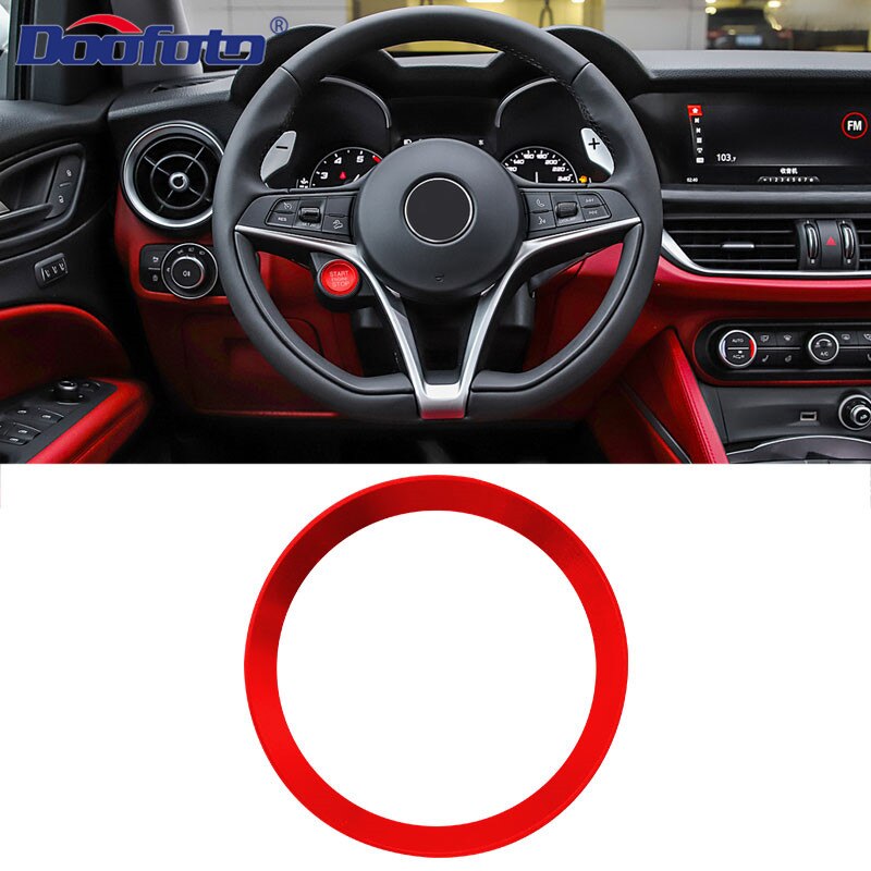 Doofoto Voor Alfa Romeo Start Stop Motor Button Cover Ring auto-interieur Sticker Accessoires Styling Start Button Case Shell: Red Ring