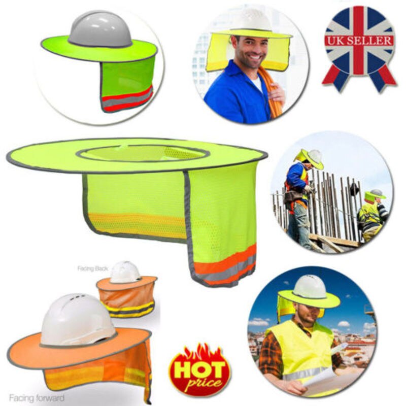 Pyramex Hard Hat Neck Shade Sun Shield - Hi-Vis Yellow With Reflective Stripe (Model HPESHADE10)