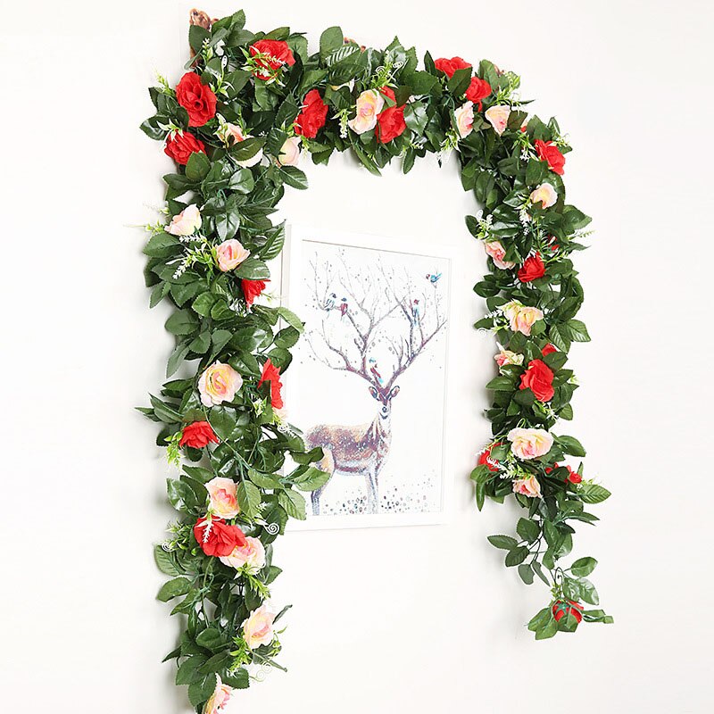 Artificial Flower Vine Rose 11 Flowers Natural Garland for Wedding Garden Decor B99