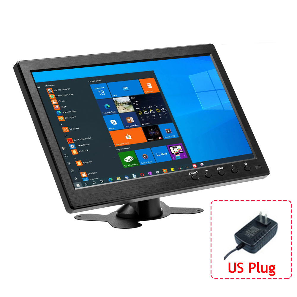 Podofo-Monitor LCD HD portátil de 10,1 pulgadas, Mini TV y pantalla de ordenador, entrada de vídeo de 2 canales, Monitor de seguridad con altavoz, HDMI, VGA,BNC,AVI: Oro