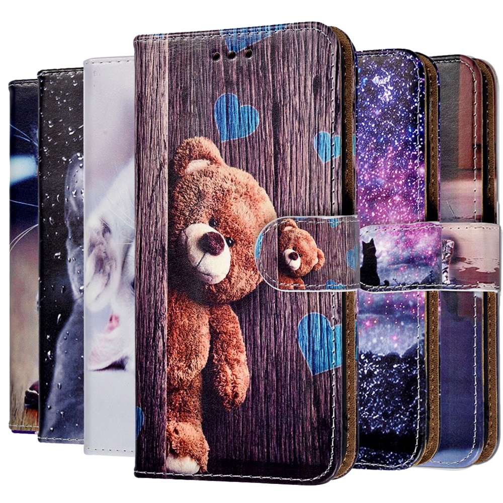 Portemonnee leren hoesje voor oppo  a5 flip case voor oppo  a9 siliconen tpu achterkant standaard hoesje kaarthouder