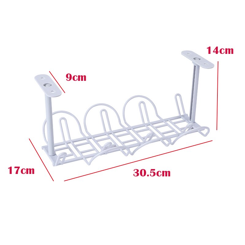 2 pièces en métal sous-Table étagère de rangement ABS Table bas support de prise étagère suspendue cuisine aspiration mur bureau fil organisateur