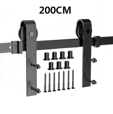 Scheune Tür Hängen Schiene Tür spleißen Kohlenstoff Stahl Scheunentor Rollen Schiebetür Schiene Bausatz Hardware- Hängen Spur Riemenscheiben HWC: 200CM