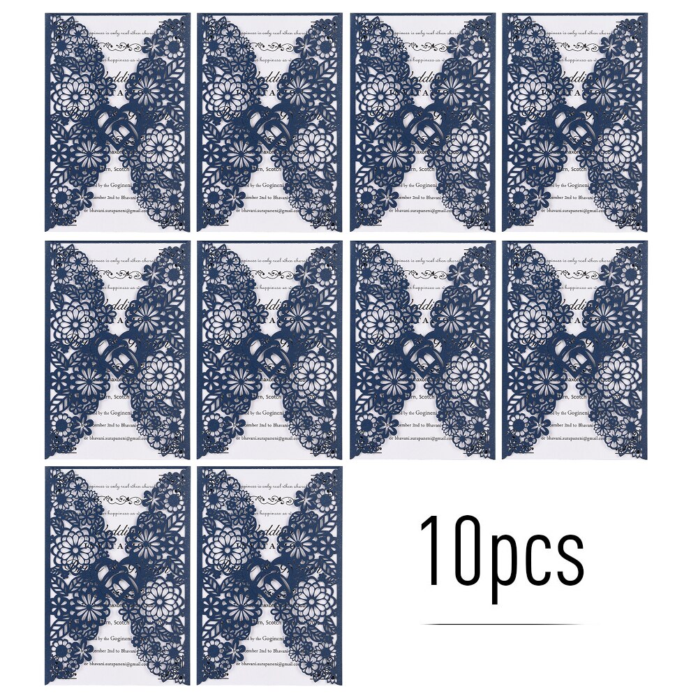 Pearl Paper Floral Wedding Cards with Blank Inner Sheet 10PCS Invitations Cards For Wedding Birthday Wedding Invitations Cards
