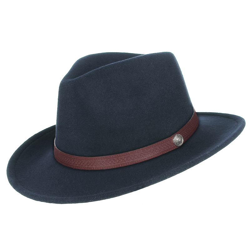 mujeres hombres sombreros de fieltro sombrero de vaquero occidental señora Sombrero Hombre pieza de Metal decoración vaquera Jazz gorras de sol tamaño 57CM