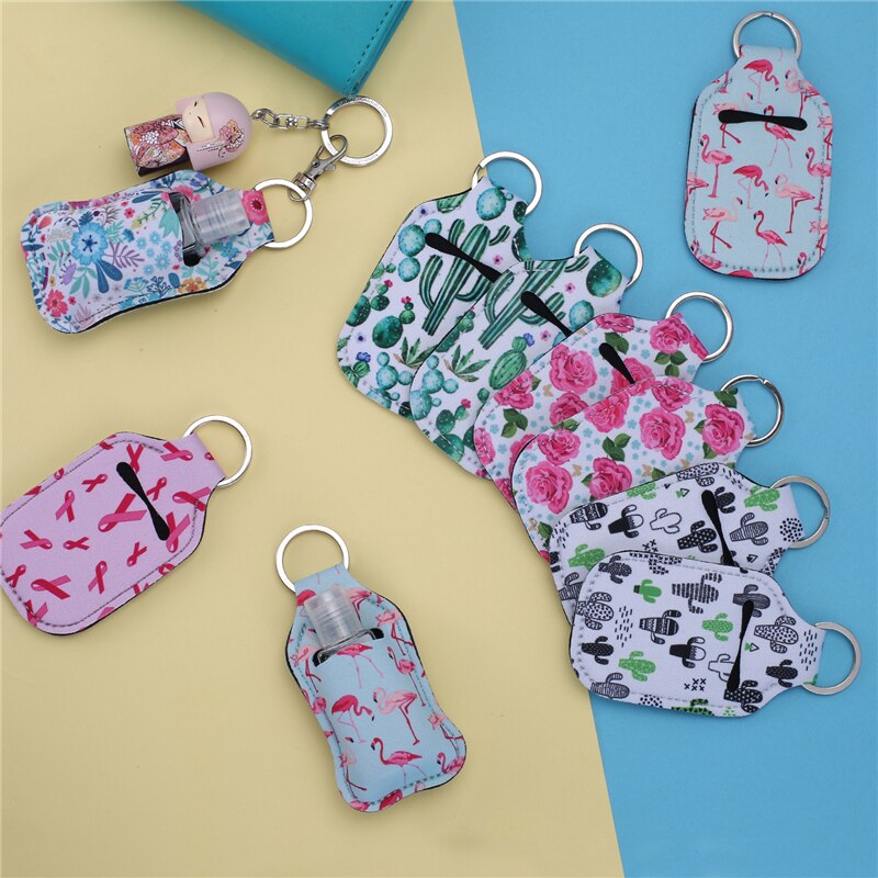 12pack Neoprene Hand Keyring 30ML Sanitizer Travel Bottle Holder Keychain Bags Key Rings Hand Soap Bottle Holder