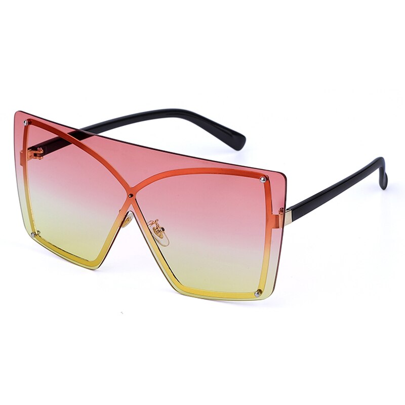 Oversized Zonnebril Vrouwen Luxe Randloze Vierkante Zonnebril Metalen Vrouwelijke Shades UV400 Mannen Bril Gafas: 6