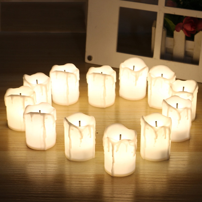 12Pcs/lot White Flameless LED Tealight Candles /Wedding/Christmas Party Decoration Battery Operated Candles No box