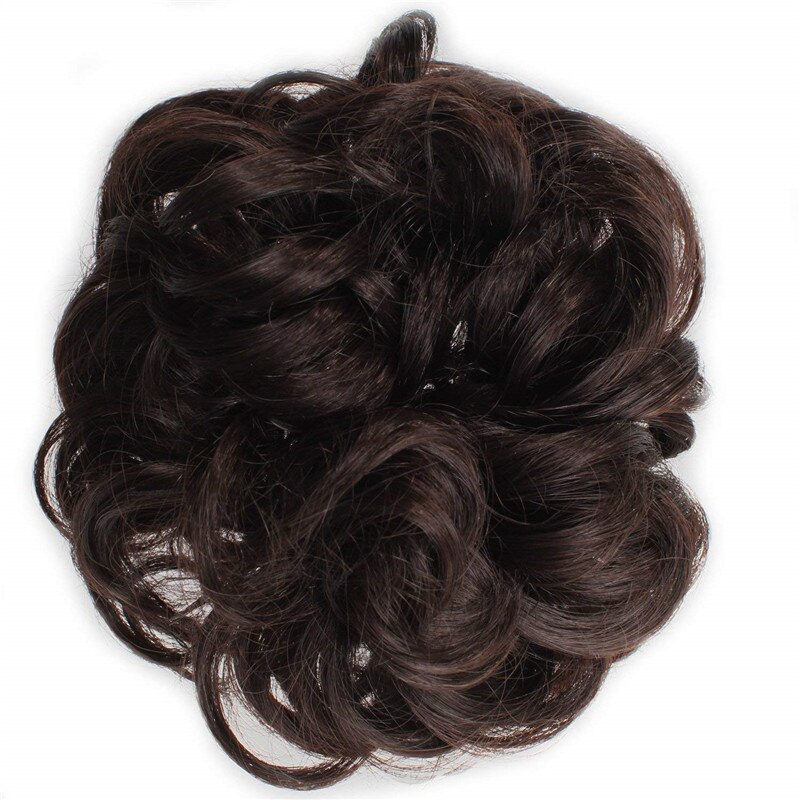 BESTUNG-moño de pelo rizado con banda de goma para mujer, pelo sintético ondulado, peluquín con forma de dona: # 4